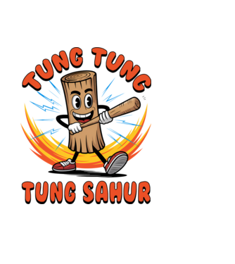 Tung Tung Tung Sahur drăguț model negru pe tricou