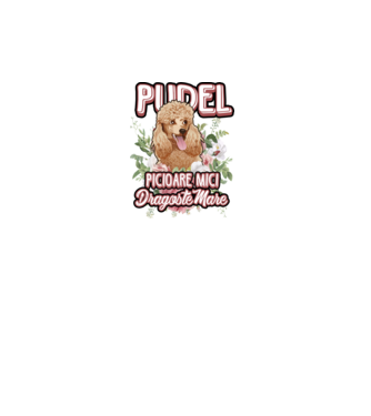 Pudel picioare mici dragoste mare model alb pe tricou