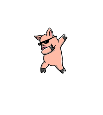 Porc dab model negru pe tricou