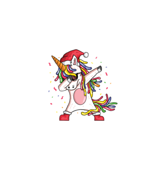 Christmas unicorn dab model negru pe tricou