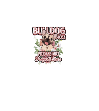 Bulldog francez picioare mici dragoste mare model alb pe tricou