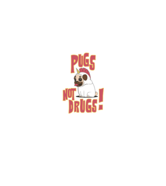 Pugs not drugs model negru pe tricou