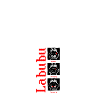 Labubu moods model negru pe tricou
