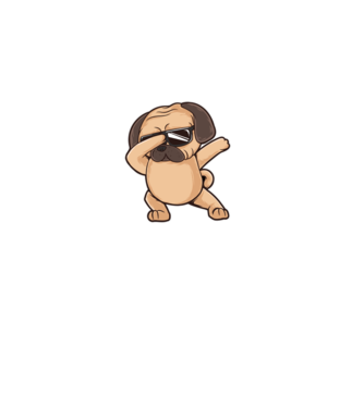 Mops DAB model gri pe tricou