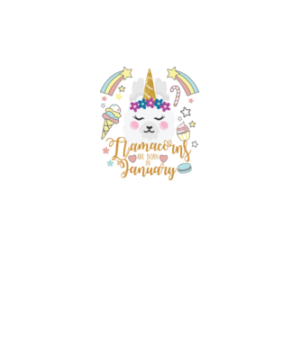 Llamacorns are born in January model alb pe tricou