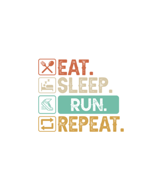 Eat Sleep Run Repeat model negru pe tricou