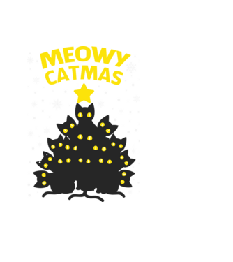 Meowy catmas black model negru pe tricou