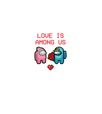 Among us love model alb pe tricou