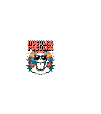 Huculka Puculka pisică 1 model alb pe tricou