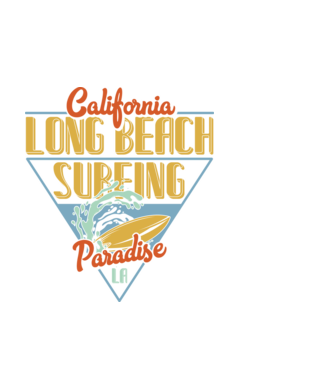 Long Beach model alb pe tricou