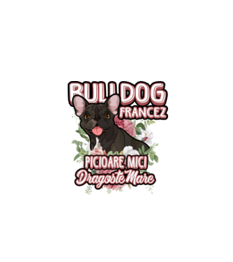 bulldog francez - picioare mici dragoste mare model alb pe tricou