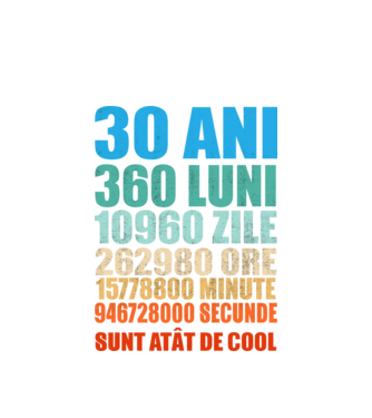 De 30 ani - luni - zile - ore - minute - secunde - sunt atât de cool model alb pe tricou