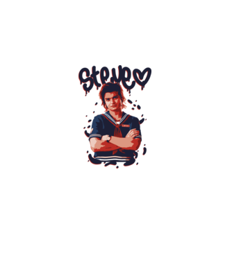 steve stranger things model albastru jeanși pe tricou