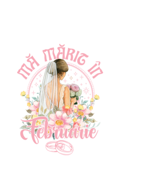 mă mărit - în februarie model alb pe tricou