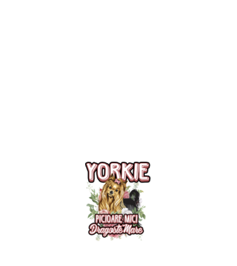 Yorkie - picioare mici dragoste mare model negru pe tricou