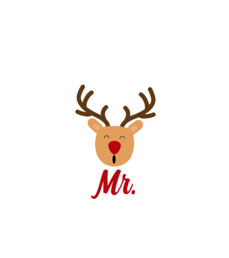 Mr. Reindeer Christmas couple model alb pe tricou
