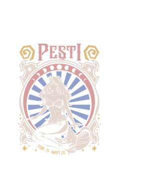 Zodiac Vintage PEȘTI model alb pe tricou