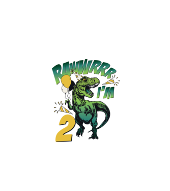 'Birthday Dinosaur rawww i''m 2' model alb pe tricou