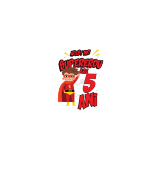 Acest mic supererou are 5 ani model negru pe tricou