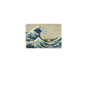 Great Wave of Kanagawa mască model alb pe tricou