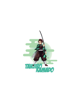 Demon Slayer Tanjiro model alb pe tricou