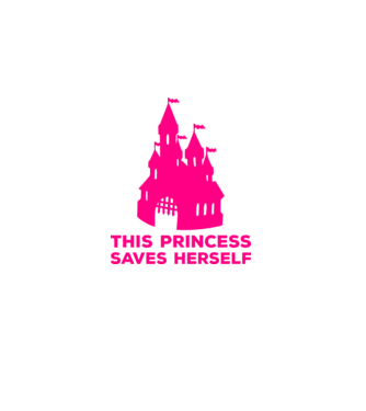 This princess saves herself model negru pe tricou