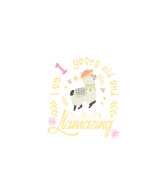 Birthday Llamazing 1 years old model negru pe tricou