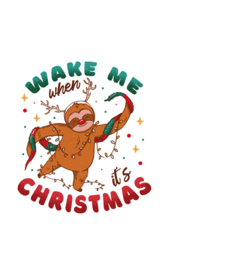 Christmas Sloth model alb pe tricou