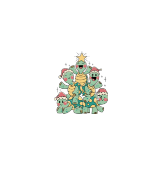 Turtle christmas tree model negru pe tricou