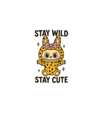 Stay wild - Labubu model alb pe tricou
