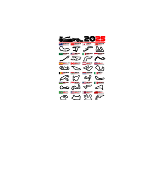 F1 calendar 2025 model alb pe tricou