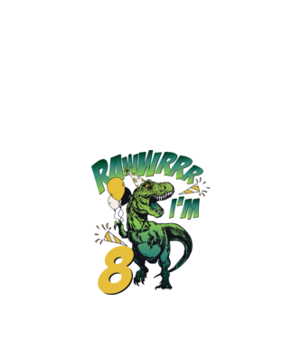 'Birthday Dinosaur rawww i''m 8' model alb pe tricou