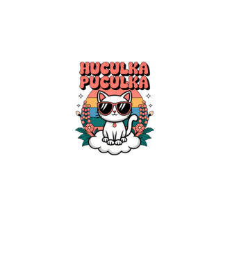Huculka Puculka pisică 1 model alb pe tricou