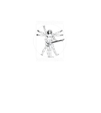 Vitruvius Guitar model negru pe tricou