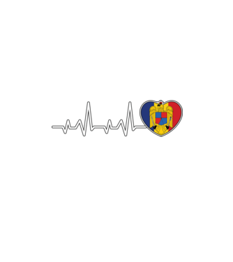 ROMANIA heartbeat model negru pe tricou