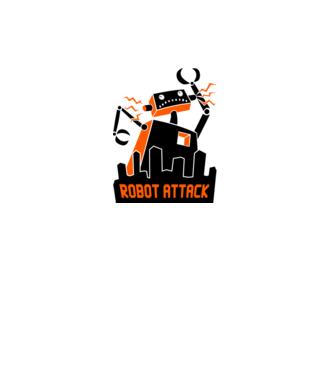 Robot Attack model alb pe tricou