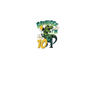 'Birthday Dinosaur rawww i''m 10' model alb pe tricou