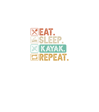 Eat Sleep Kayak model negru pe tricou