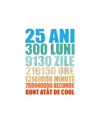 De 25 ani - luni - zile - ore - minute - secunde - sunt atât de cool model alb pe tricou