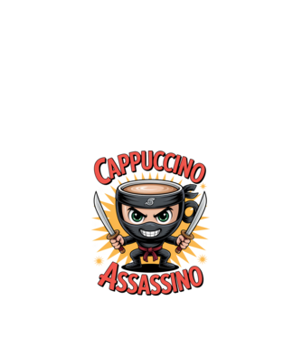 Cappuccino Assasino model negru pe tricou