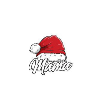 mama Santa Hat model negru pe tricou