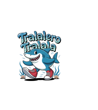 Tralalero Tralala drăguț model negru pe tricou