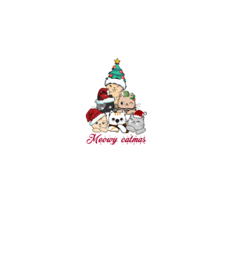 Meowy catmas model alb pe tricou