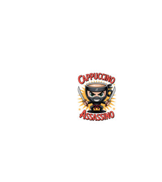 Cappuccino Assasino model negru pe tricou