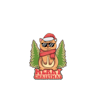 Merry christmas cat model negru pe tricou