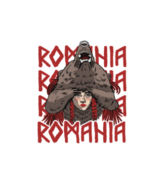 Dansul Ursului romania model alb pe tricou