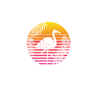 Retro flamingo sunset model turcoaz pe tricou