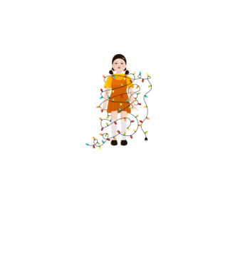 doll squid game model alb pe tricou
