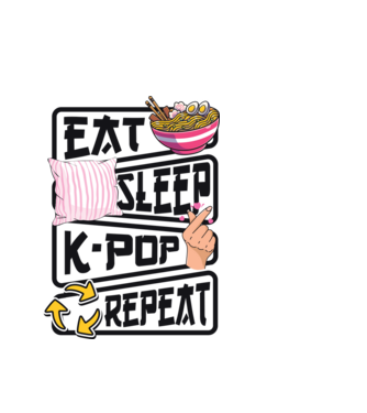 K-POP EAT SLEEP model alb pe tricou