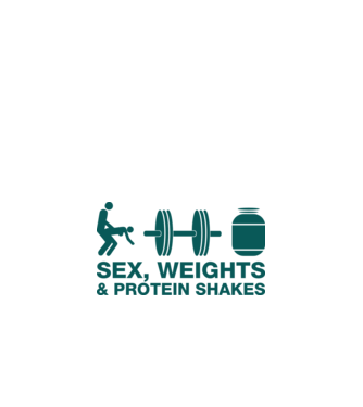 Sex, weights and protein shakes model alb pe tricou
